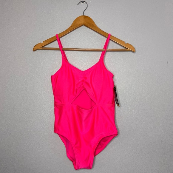 New Kids Art Class Hot Pink Large (10/12) One Piece Swimsuit Adjustable Straps - Picture 14 of 15